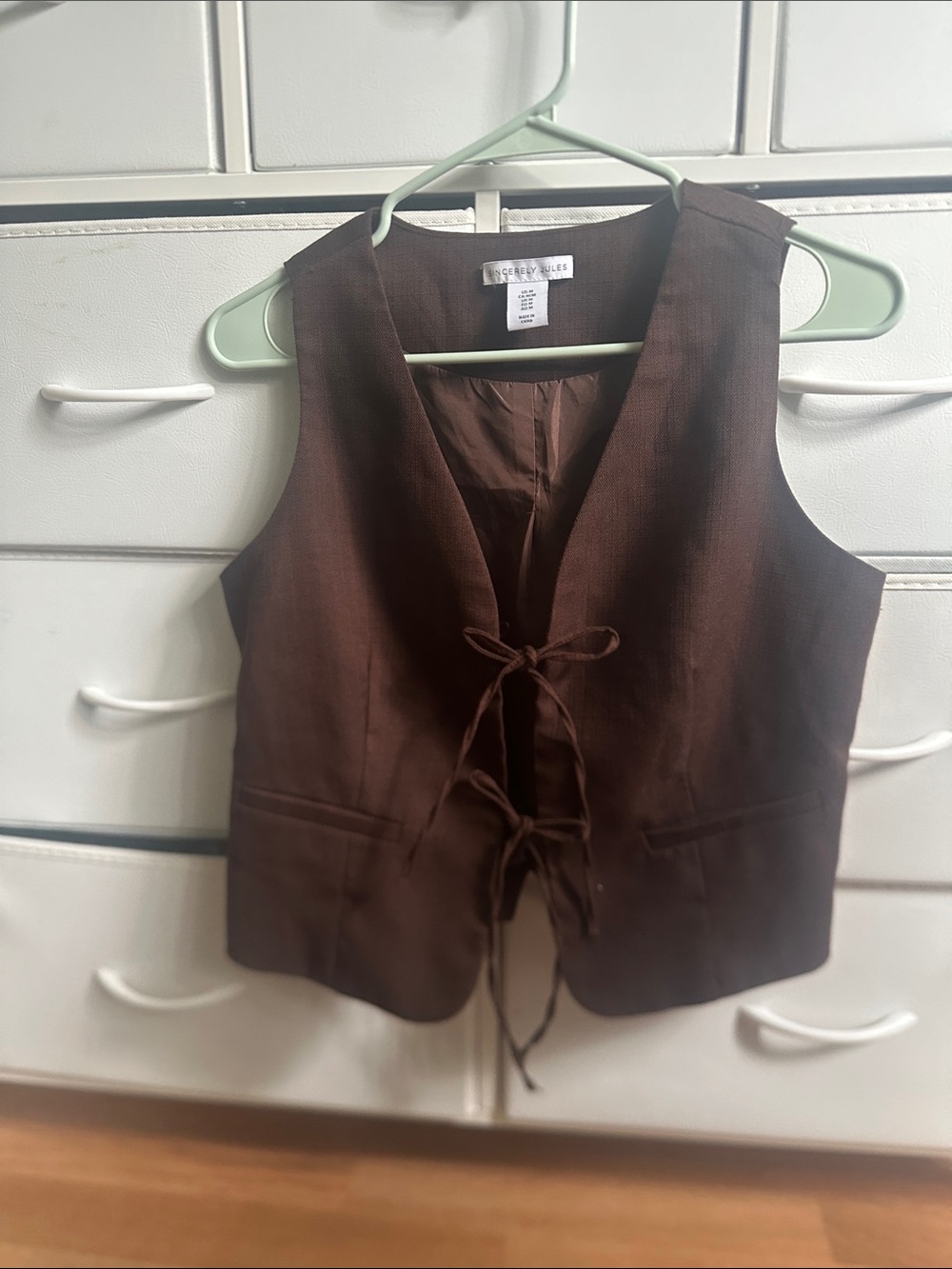 Sincerly Jules Brown Lace-Up Front Vest